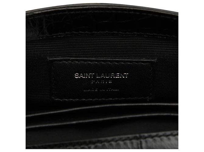 Borsa a catena classica con monogramma Saint Laurent in pelle di vitello nera con stampa baby croc Nero - vista 5