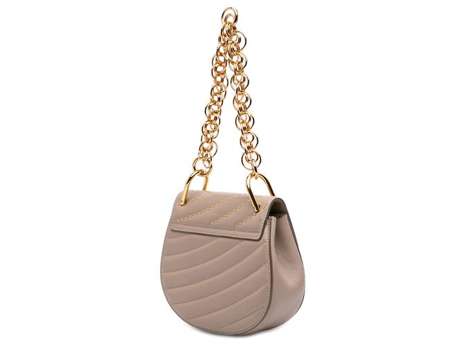Borsa Drew Bijou in pelle marrone con borchie Chloé Taupe - vista 2