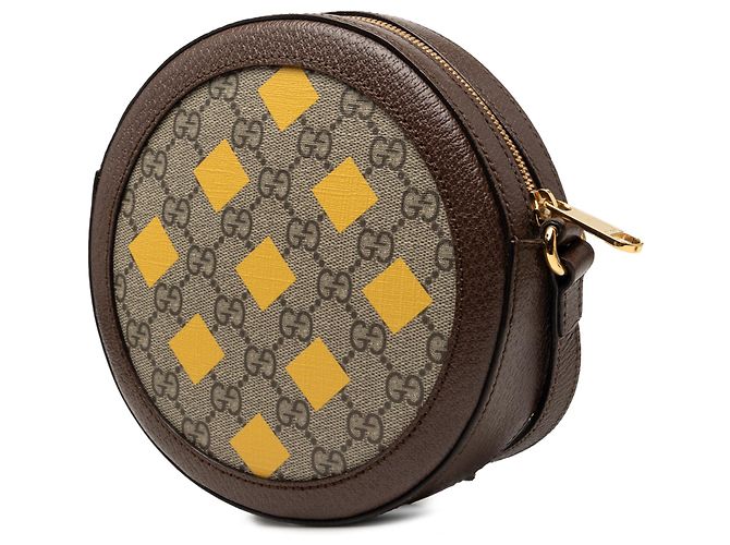 Gucci Beige GG Supreme Web Ophidia Stampa Grafica Borsa a Tracolla Rotonda - vista 2
