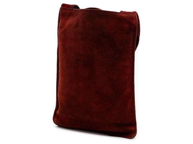 Borsa a tracolla Chanel in scamosciato rosso Bordò - vista 2