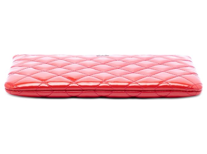 Clutch Chanel Red Small Quilted Patent O Case Rosso - vista 3
