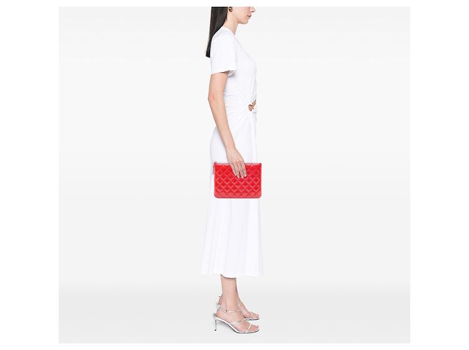 Clutch Chanel Red Small Quilted Patent O Case Rosso - vista 6