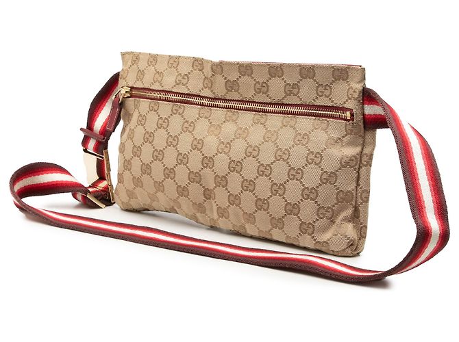 Borsa a tracolla Gucci Beige GG Canvas Web Double Pocket - vista 2