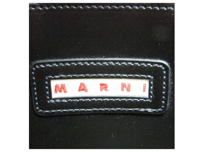 Borsa a mano in pelle Marni Museo Mini Nero Bianco Rosso - vista 15