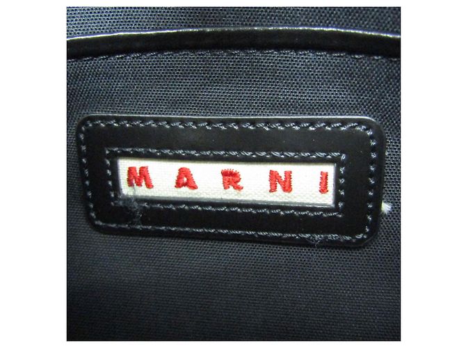 Borsa a mano in pelle Marni Museo Mini Nero Bianco Rosso - vista 19