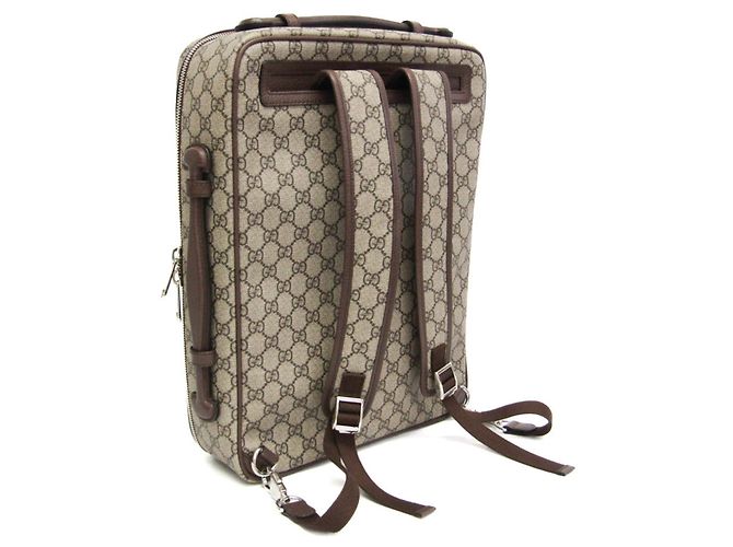 Gucci Interlocking GG Supreme Leather Backpack/Briefcase Brown Beige - view 10