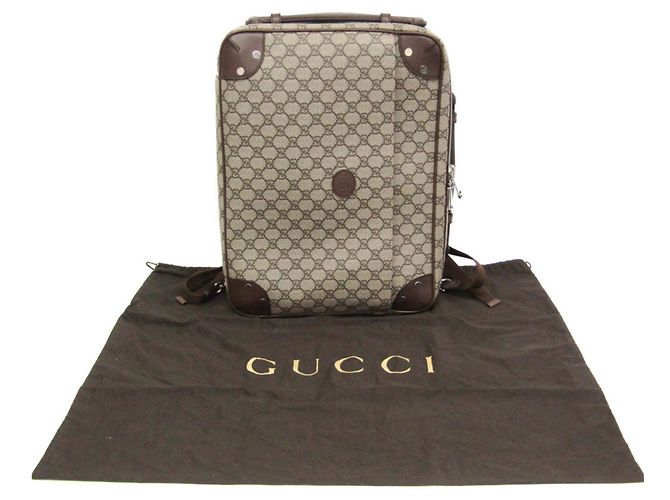 Gucci Interlocking GG Supreme Leather Backpack/Briefcase Brown Beige - view 2