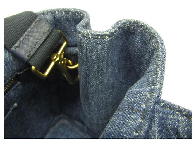 Borsa a tracolla e tote in denim da donna Prada Canapa B2439G Blu - vista 13