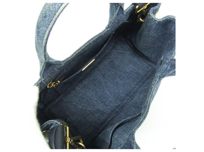 Borsa a tracolla e tote in denim da donna Prada Canapa B2439G Blu - vista 4