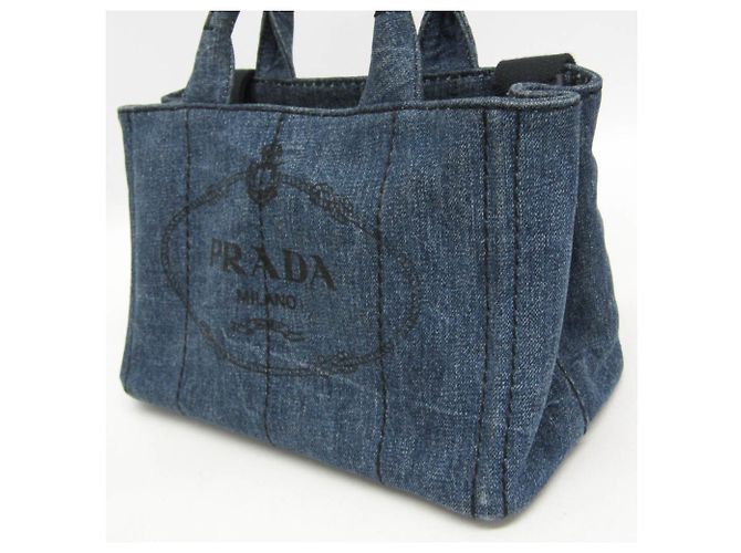 Borsa a tracolla e tote in denim da donna Prada Canapa B2439G Blu - vista 7