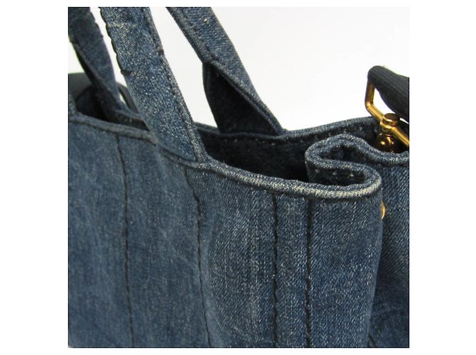 Borsa a tracolla e tote in denim da donna Prada Canapa B2439G Blu - vista 8