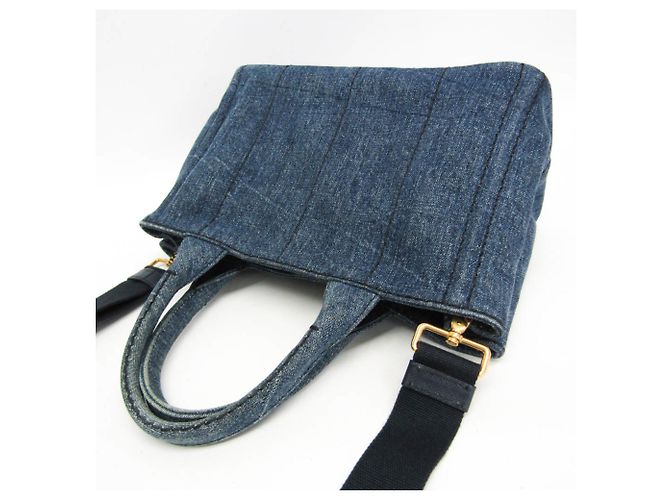 Borsa a tracolla e tote in denim da donna Prada Canapa B2439G Blu - vista 9