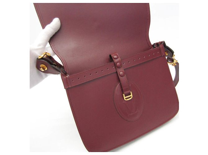 Borsa a tracolla in pelle Cartier Must Bordeaux Bordò - vista 13