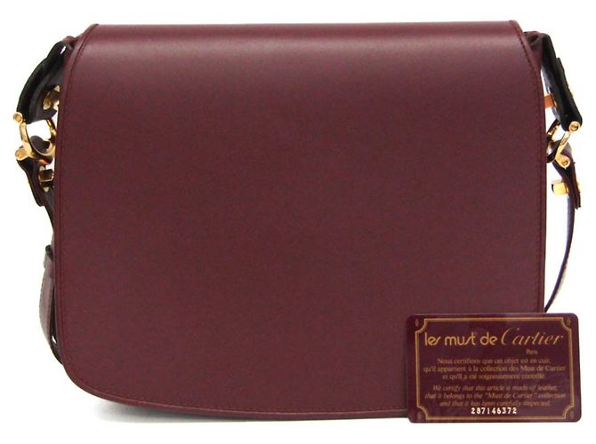 Borsa a tracolla in pelle Cartier Must Bordeaux Bordò - vista 2