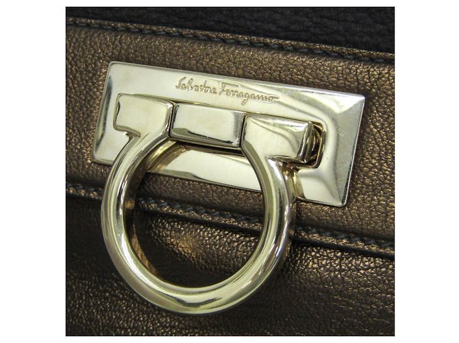 Borsa Salvatore Ferragamo Gancini Sophia Marrone Bronzo - vista 14