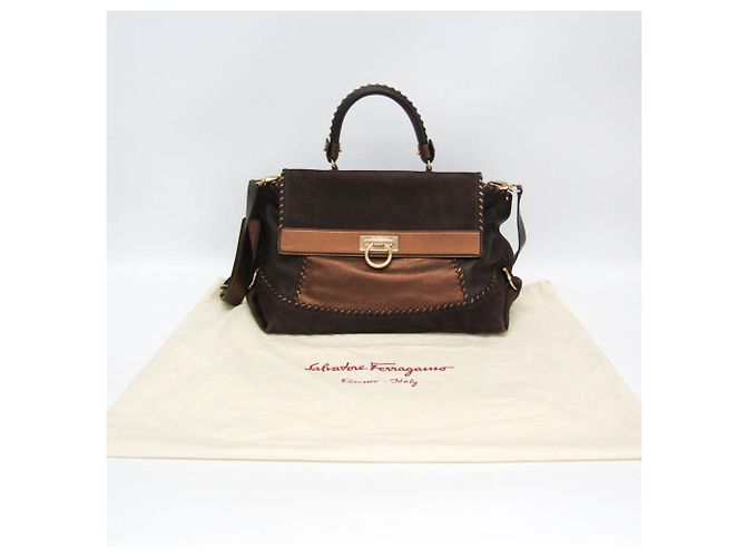 Borsa Salvatore Ferragamo Gancini Sophia Marrone Bronzo - vista 2