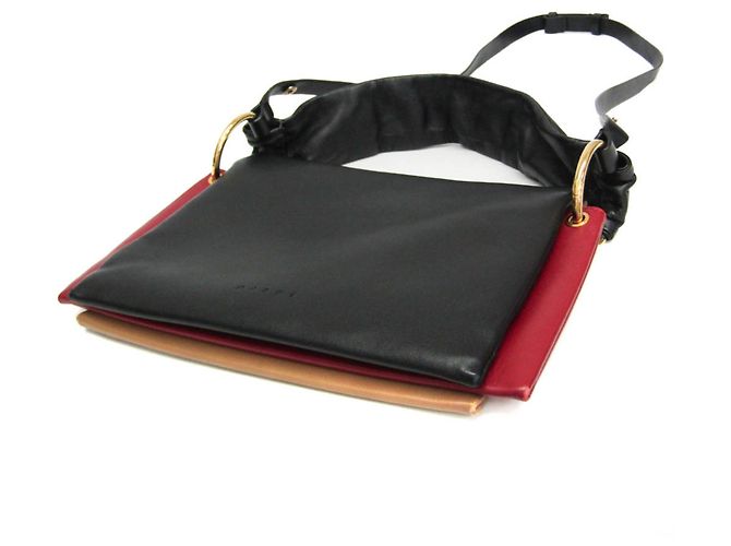 Borsa a tracolla in pelle BEAT da donna Marni Nero Beige Bordò - vista 2