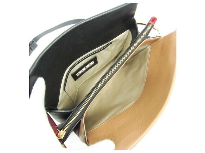 Borsa a tracolla in pelle BEAT da donna Marni Nero Beige Bordò - vista 3