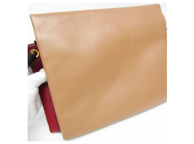 Borsa a tracolla in pelle BEAT da donna Marni Nero Beige Bordò - vista 9