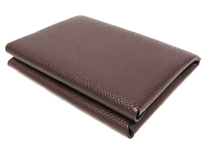 Tarjetero Calvi Duo en cuero Epsom marrón Hermès Castaño - vista 3