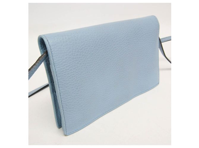 Portafoglio a tracolla con catena in pelle Gucci Swing Blu chiaro - vista 8