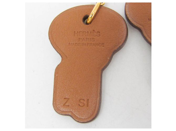Hermès Orecchini pendenti in pelle e metallo Hermes H Curiosité Cre Marrone - vista 10