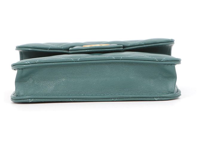 Portafoglio con catena in agnello verde Chanel - vista 3