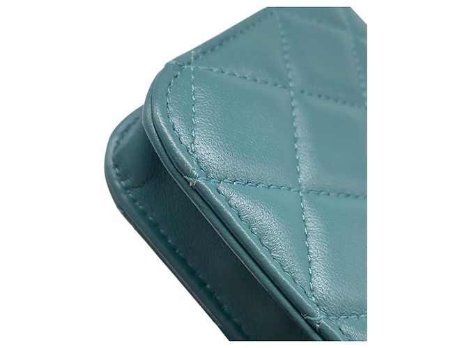Portafoglio con catena in agnello verde Chanel - vista 6