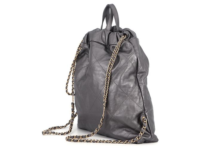 Borsa Chanel in pelle di vitello grigia Marrone - vista 2
