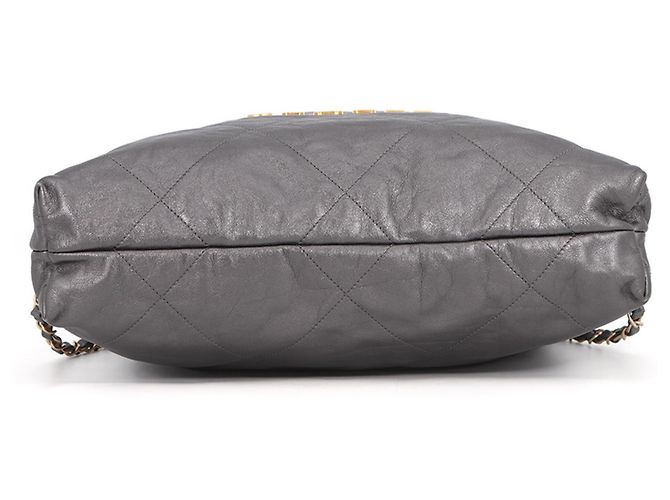 Borsa Chanel in pelle di vitello grigia Marrone - vista 3