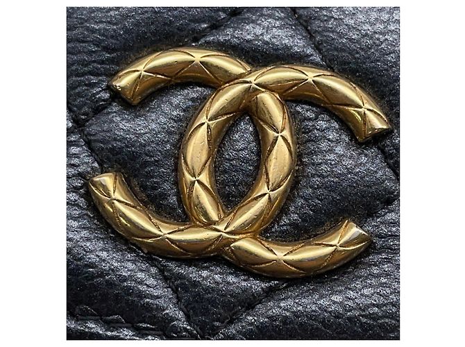 Borsa a tracolla con catena in pelle di vitello granulata gunmetal Chanel Metallico - vista 10