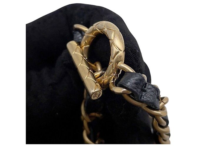 Borsa a tracolla con catena in pelle di vitello granulata gunmetal Chanel Metallico - vista 12