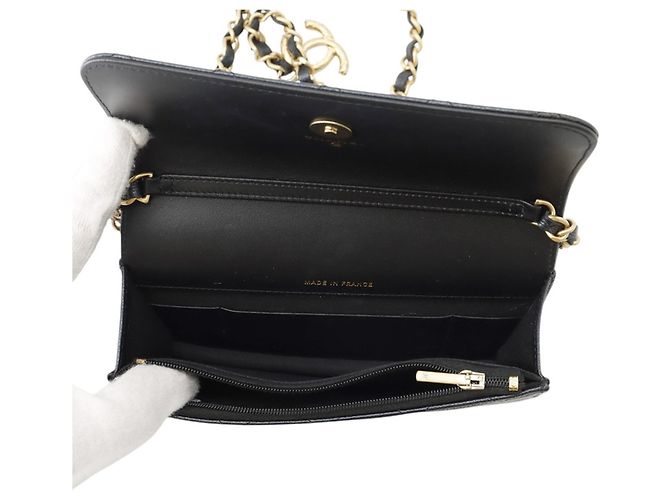 Borsa a tracolla con catena in pelle di vitello granulata gunmetal Chanel Metallico - vista 5