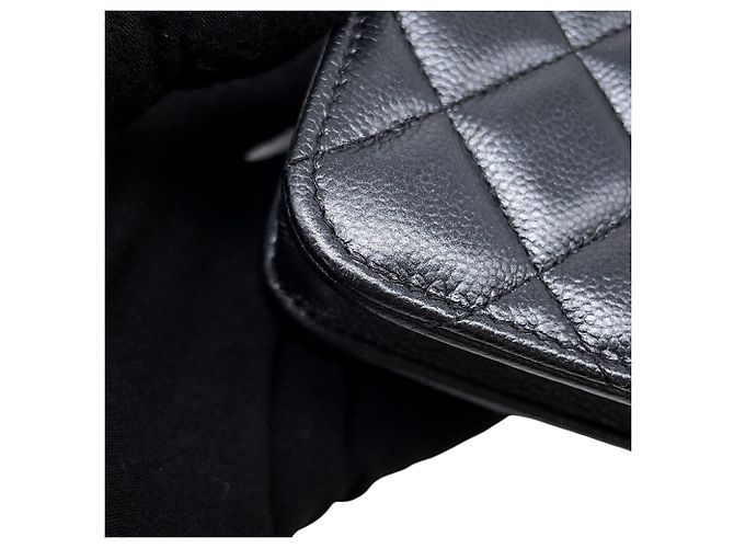 Borsa a tracolla con catena in pelle di vitello granulata gunmetal Chanel Metallico - vista 6