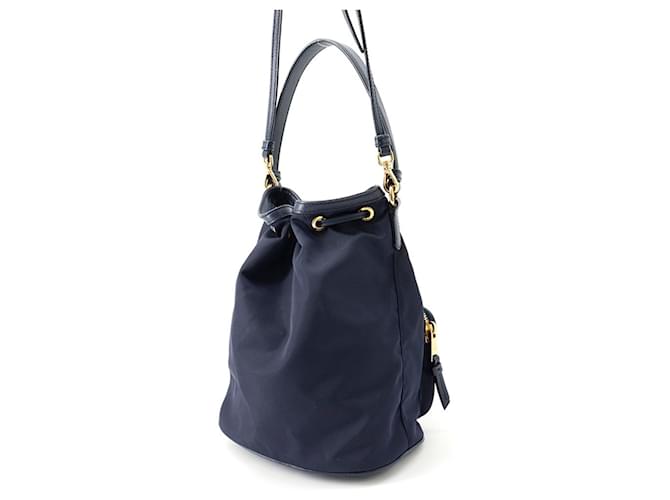 Borsa a mano Prada Duet Nylon e pelle Blu navy - vista 2