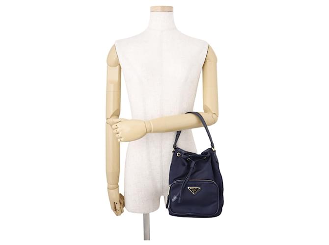 Borsa a mano Prada Duet Nylon e pelle Blu navy - vista 4