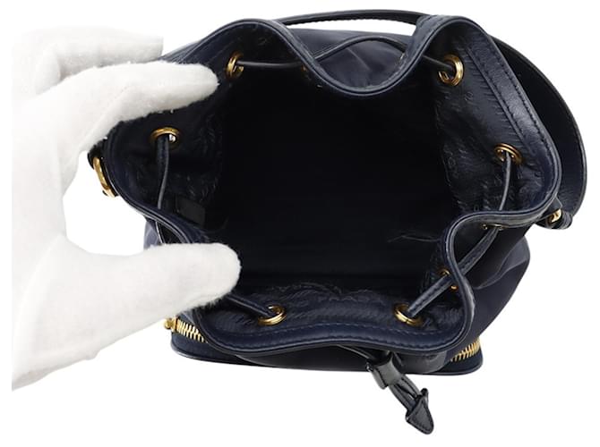 Borsa a mano Prada Duet Nylon e pelle Blu navy - vista 6