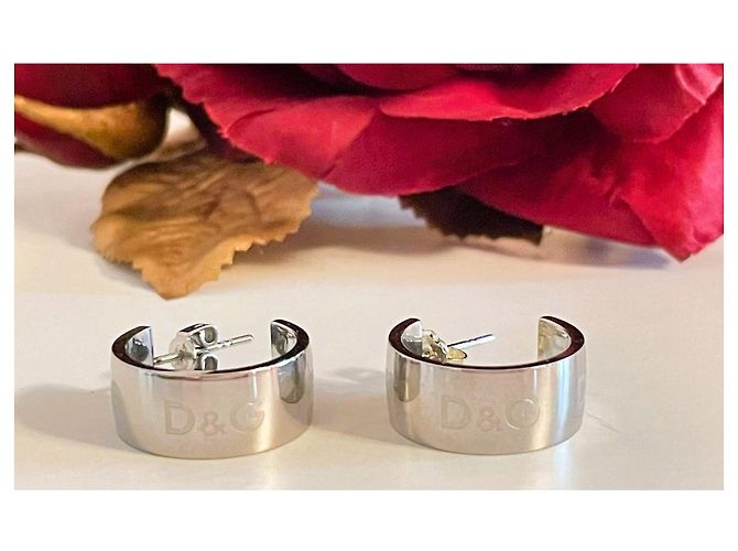 Dolce & Gabbana Orecchini a mezzo cerchio in acciaio argento - vista 11