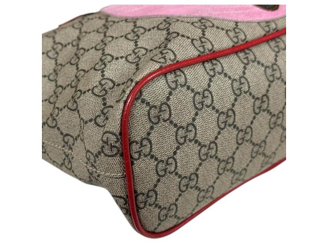 Borsa a Spalla Gucci Bosco Patch GG Supreme Marrone Rosso - vista 12