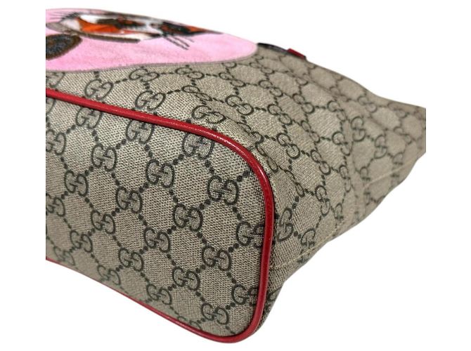 Borsa a Spalla Gucci Bosco Patch GG Supreme Marrone Rosso - vista 13