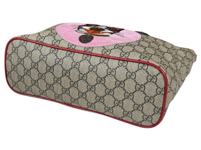 Borsa a Spalla Gucci Bosco Patch GG Supreme Marrone Rosso - vista 5