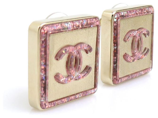 Pendientes de botón Chanel Oro y Rosa Dorado - vista 2