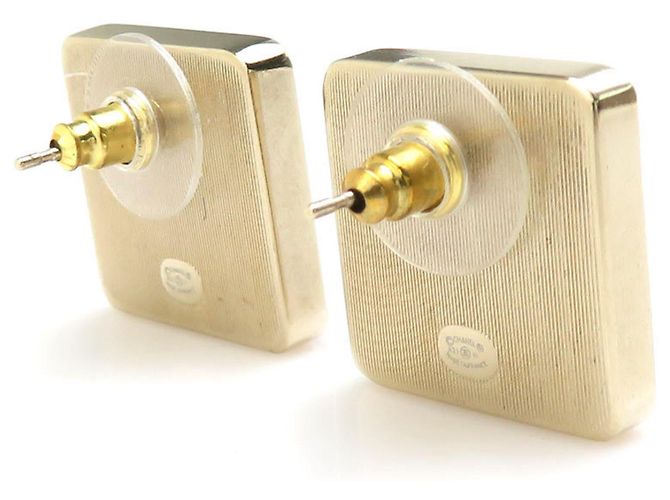 Pendientes de botón Chanel Oro y Rosa Dorado - vista 4