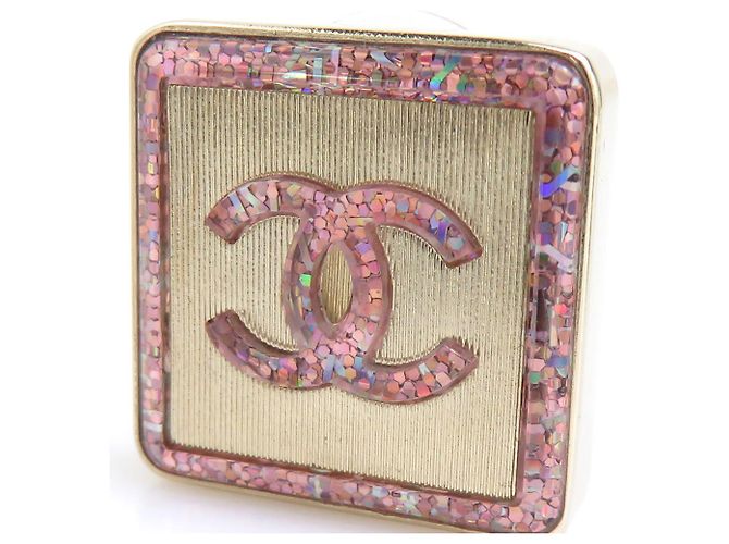 Pendientes de botón Chanel Oro y Rosa Dorado - vista 7