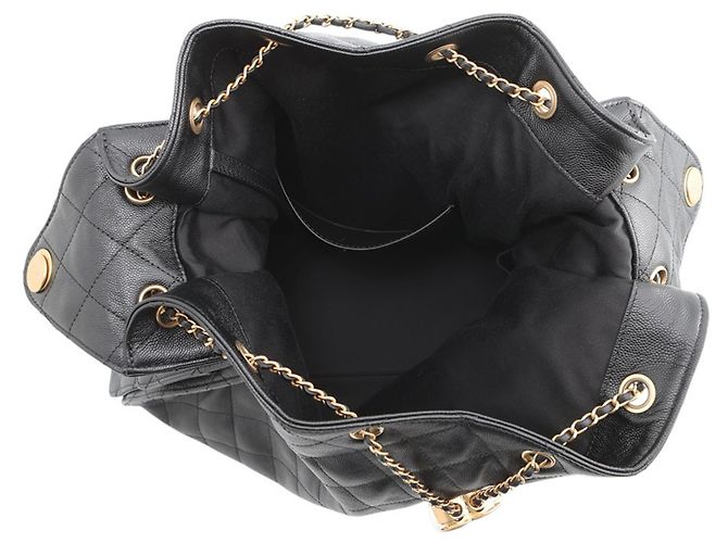 Borsa a tracolla con catena in pelle di vitello martellata nera Chanel Nero - vista 5