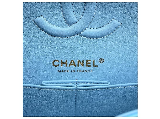 Borsa Chanel in pelle di vitello martellata azzurro cielo Blu chiaro - vista 15
