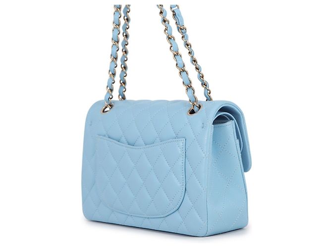 Borsa Chanel in pelle di vitello martellata azzurro cielo Blu chiaro - vista 2