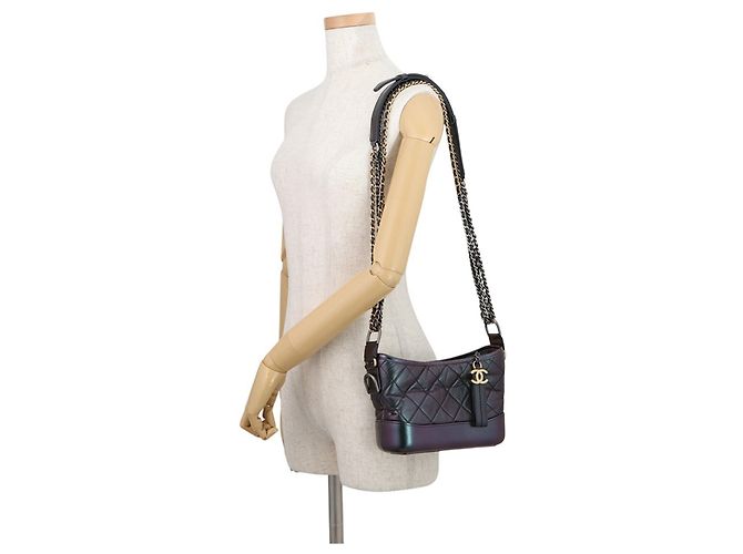 Borsa a Spalla con Catena Chanel Gabrielle de Small Hobo Viola scuro - vista 4