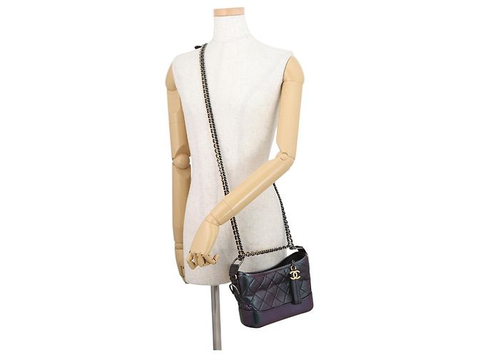 Borsa a Spalla con Catena Chanel Gabrielle de Small Hobo Viola scuro - vista 6