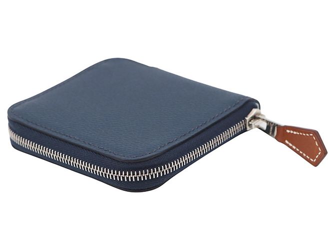 Hermès Cartera compacta de seda Hermes Azap Compact Mini en Bleu de Plus Azul - vista 2